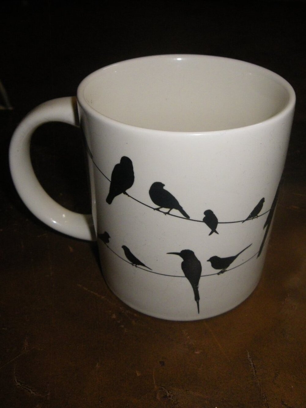 2017 the Unemployed Philosophers Guild Birds on a Wire ceramic Coffee Tea Mug